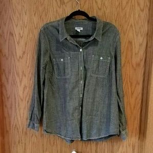 Old Navy Grey Chambray Button Down Shirt